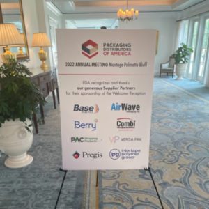 Sign of PDA supplier sponsors of the welcome reception